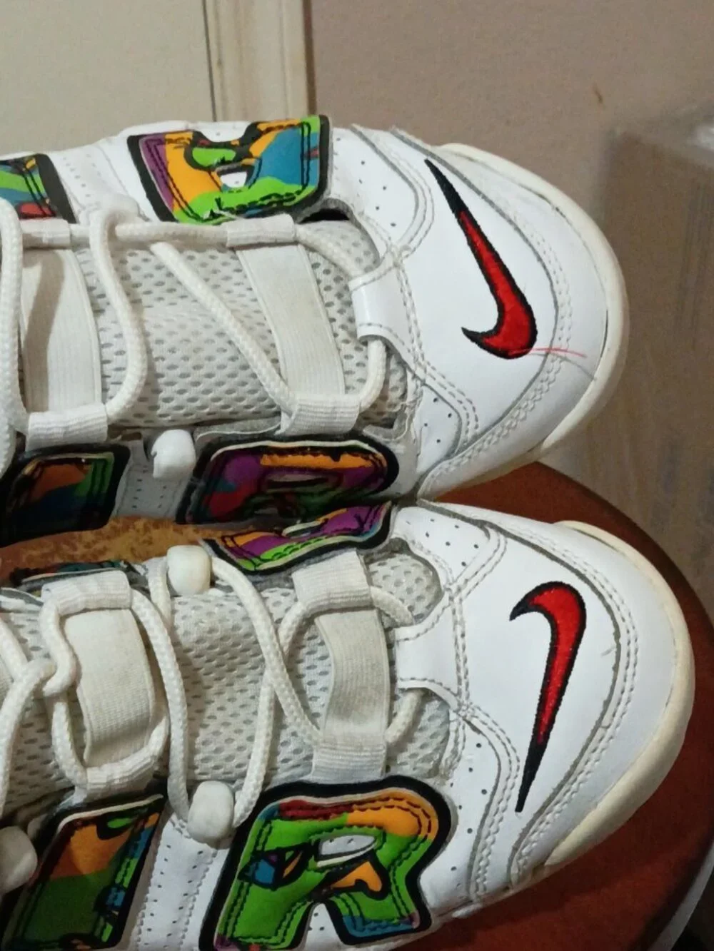 Nike Air More Uptempo Peace Love Swoosh White Multi Size 7Y Shoes DM8155-100